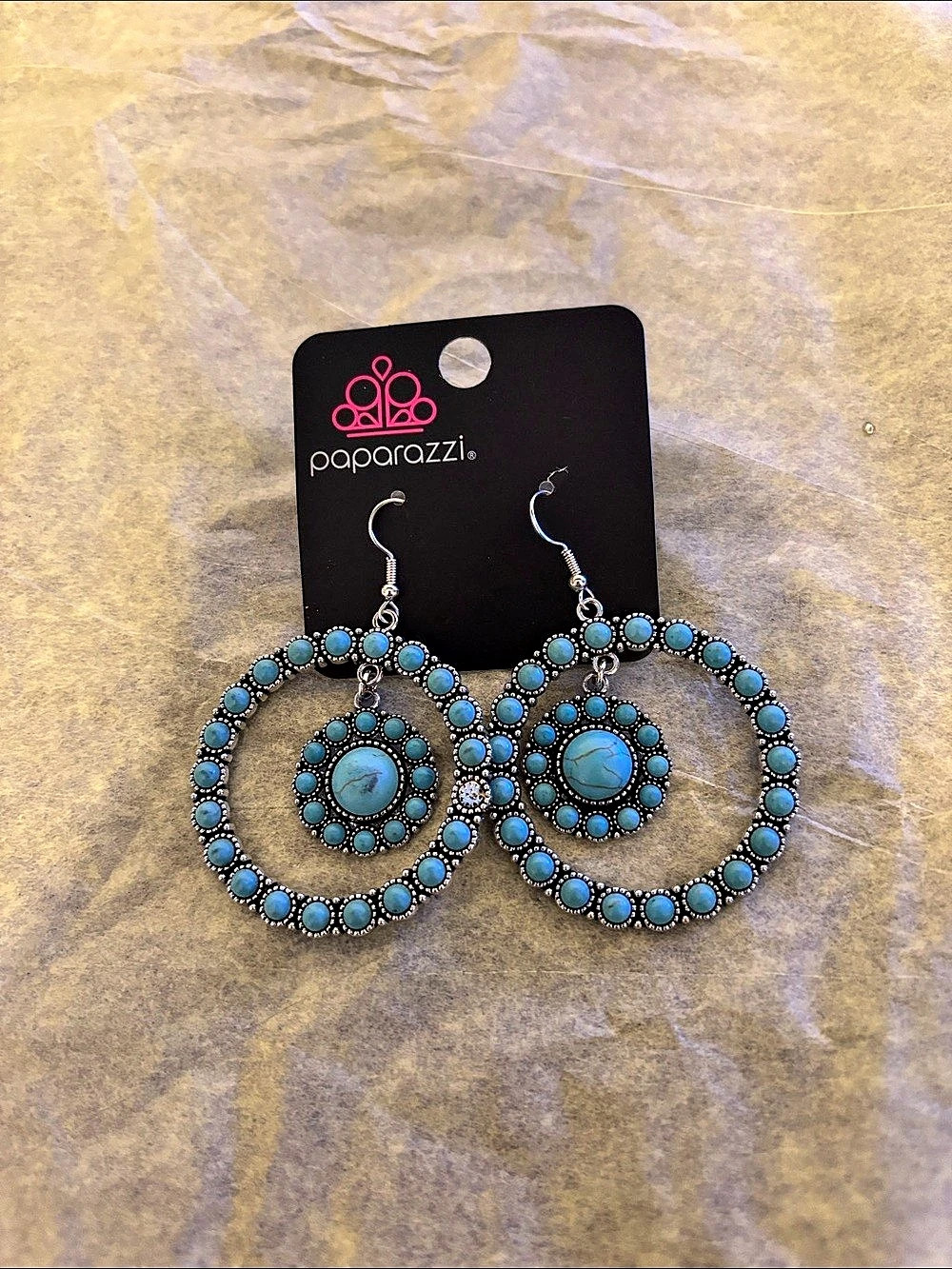paparazzi Blue Statement Drop Earrings Like New